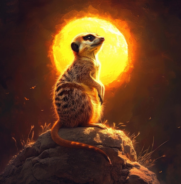 La vigilia del atardecer de Meerkats