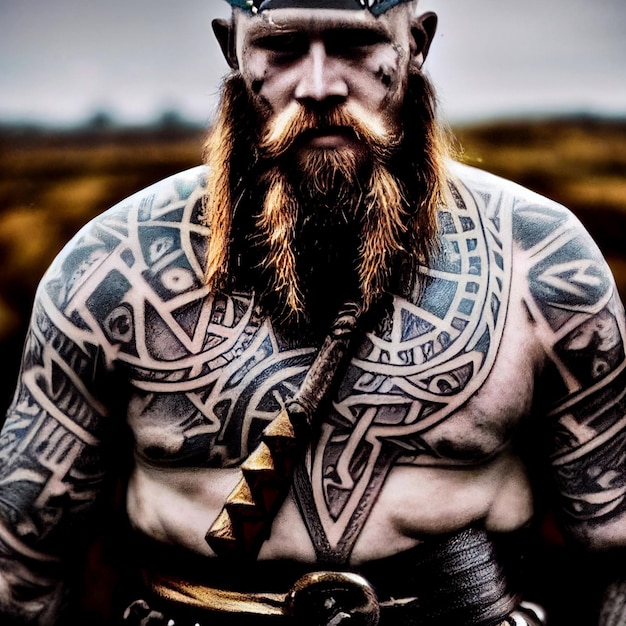 Viking berserker ou homem nórdico posando