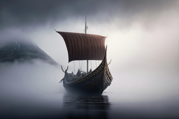 Vikings barco em uma geração de IA de neblina