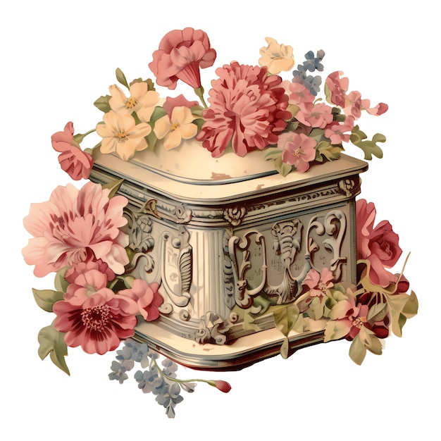 Viktorianische Aquarellbox Illustration Vintage viktorianisch rosa Clipart