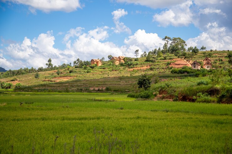 Vila nas montanhas em Madagascar