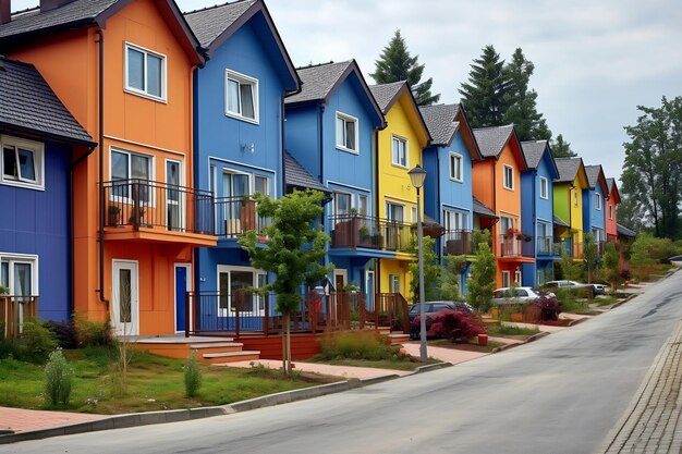 Vila suburbana tranquila com casas multiapartamentos Generative By Ai
