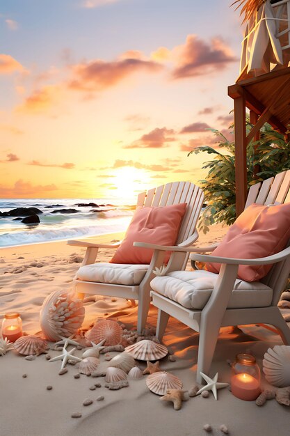 Villa à beira-mar com vista para o oceano pano de fundo Praiada pôr-do-sol pano de fundo Design criativo Livestream pano de fundo
