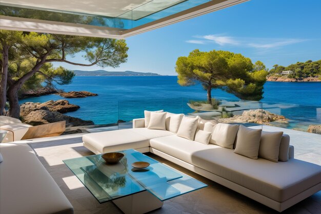 Villa de luxo de tirar o fôlego com vista panorâmica do mar e design interior contemporâneo requintado