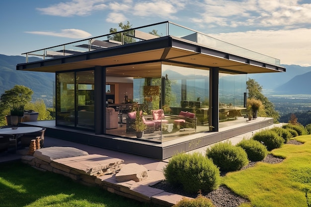 Villa de luxo moderna em estilo minimalista com vidro