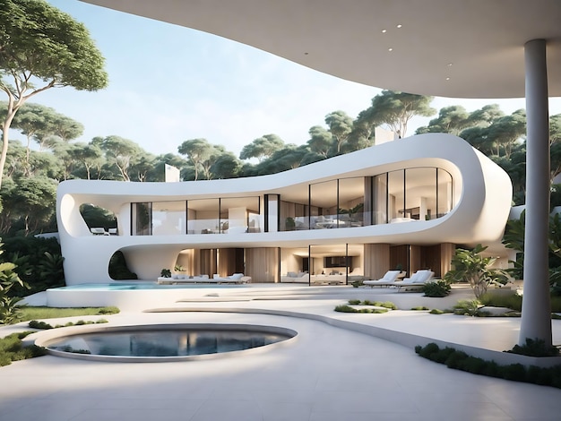 villa de luxo requintadamente trabalhada na integração perfeita de uma villa minimalista geração Ai