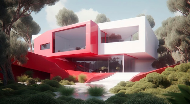 Villa futurista de lujo espectacular diseño contemporáneo arte digital bienes raíces hogar casa