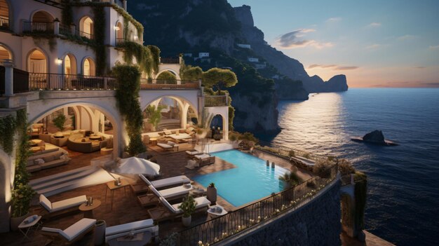 Foto villa de lujo enclavada a lo largo del impresionante amalfi