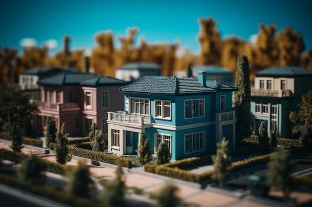 Villa modelo em miniatura street Generate Ai