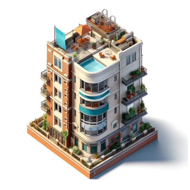 Villa moderna em terra verde renderização 3d