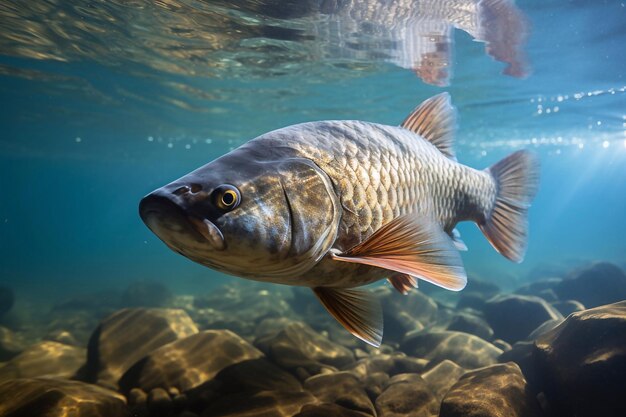 Vimba Vimba vimba Unterwasser-Close-Up-Fotografie eines schönen Fisches Süßwasserfisch im sauberen Fluss