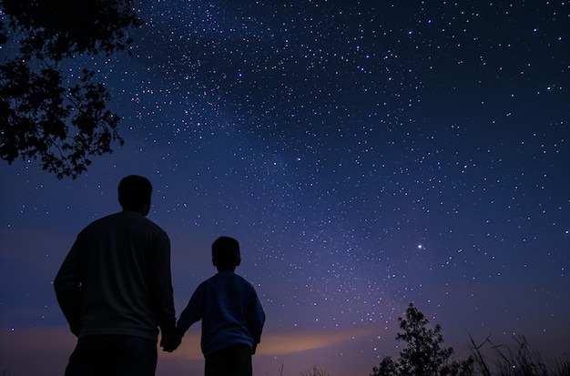 Foto el vínculo de observación estelar entre padre e hijo