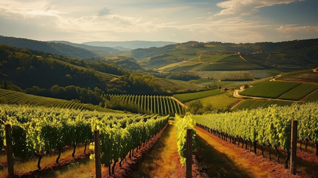 Foto y viñedos toscanos amplia ilustración agricultura verde campo cielo naturaleza vino y viñedo toscano amplia