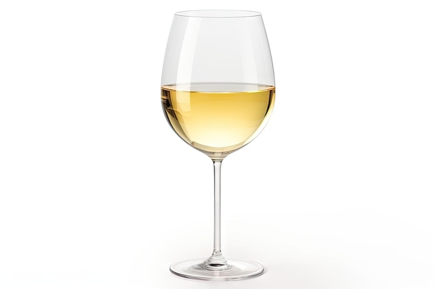 Vinho branco em vidro isolado no fundo branco