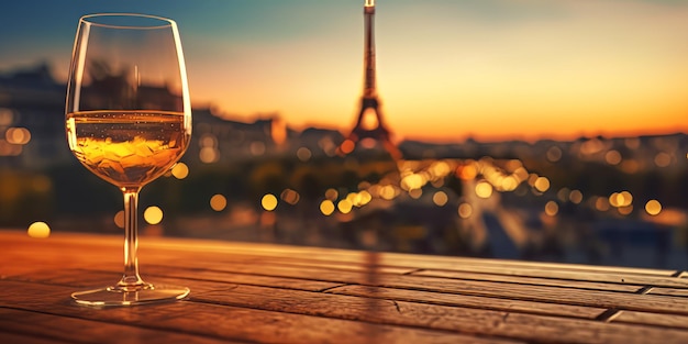 Vinho e a Torre Eiffel em Paris