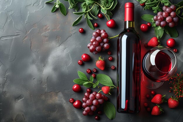 Vinho vermelho e uvas preparam o cenário para um menu de bar relaxante