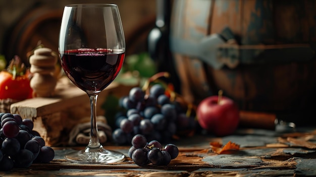 Vinho vermelho em copos sobre mesa de madeira Imagem de álcool Copiar espaço para texto