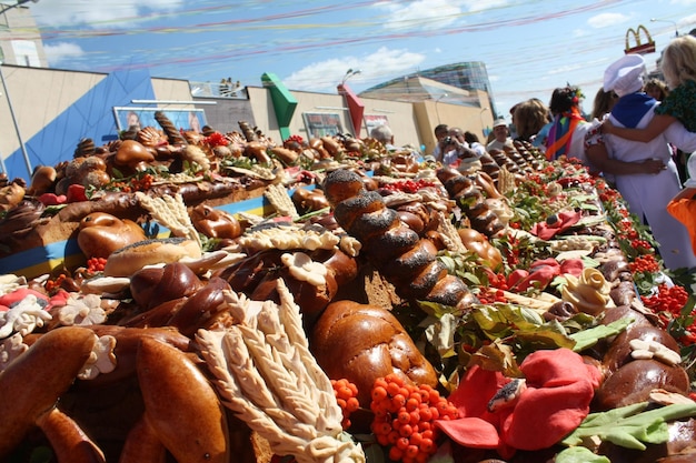 Vinnitsa Ucrania Agosto 242011Festival de Korovay ritual tradicional pan ucraniano para el Día de la Independencia