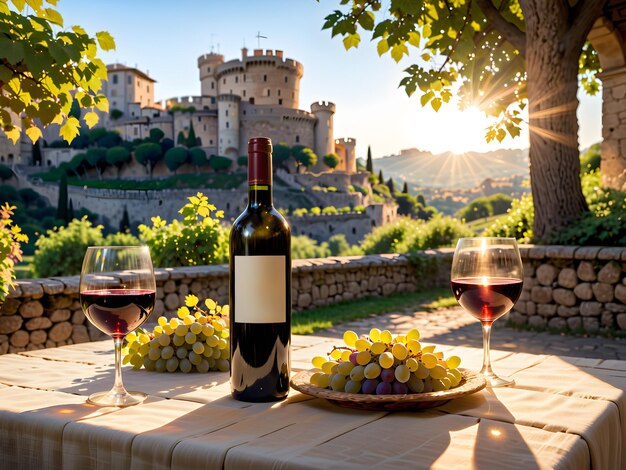 Vino en una mesa en una mansión