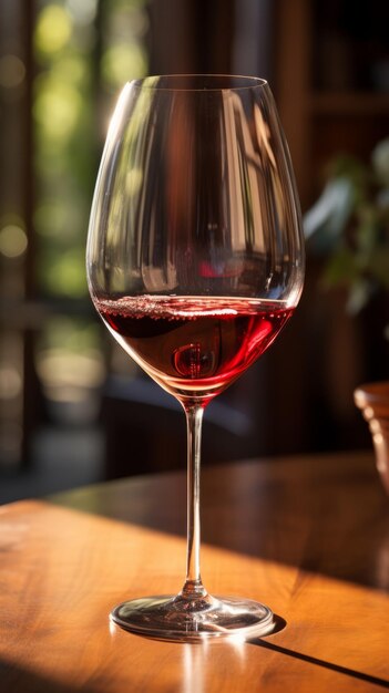 Foto vino rojo en vaso en una mesa de madera