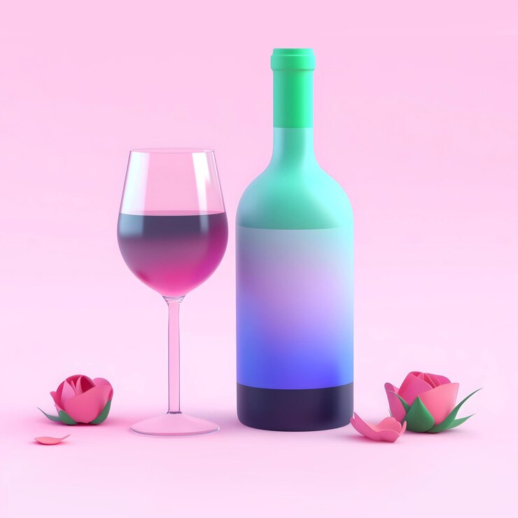 Vino rosado y rosas