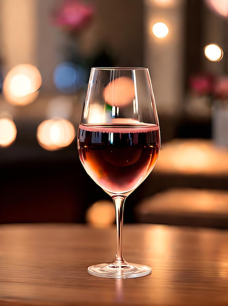 Vino de rosas realista colores neutros cálidos iluminación detallada ambiente acogedor restaurante sin personas vista amplia distante generativa AI generada