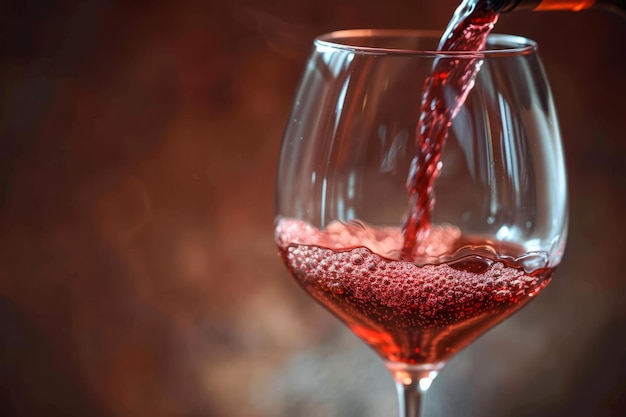 El vino tinto se vierte en un vaso