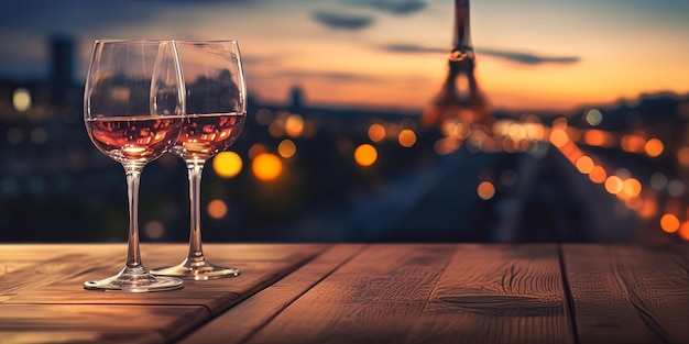 El vino y la Torre Eiffel en París