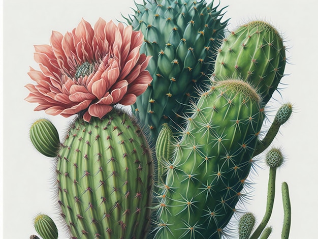 vintage acuarela cactus único realista
