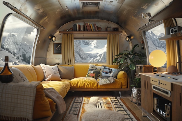 Vintage Airstream trailer transformado em um aconchegante