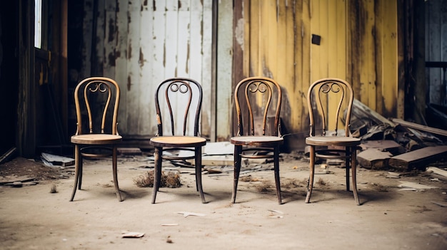 Foto vintage alte stühle stehen vor der renovierung