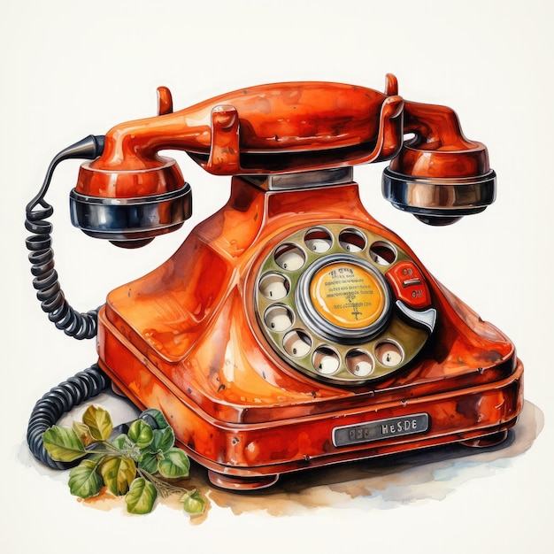 Foto vintage alte telefon aquarell clipart generative ai