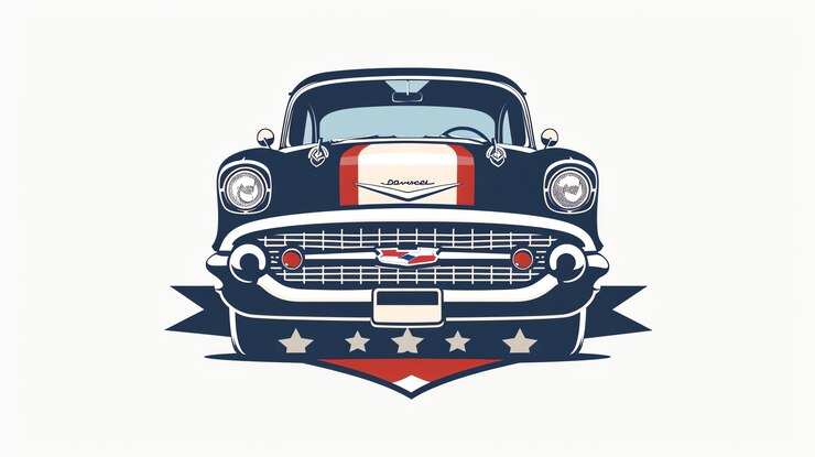 Foto vintage americano muscle car design de carro clássico com estrelas e listras