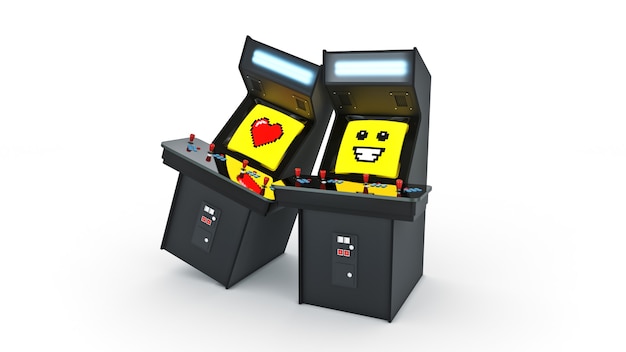 Vintage-Arcade-Spielautomatenkonzept Liebe 3D-Rendering