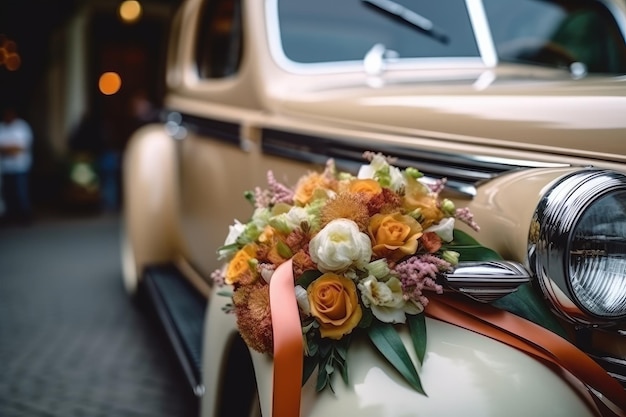 Vintage-Auto mit Blumendekoration