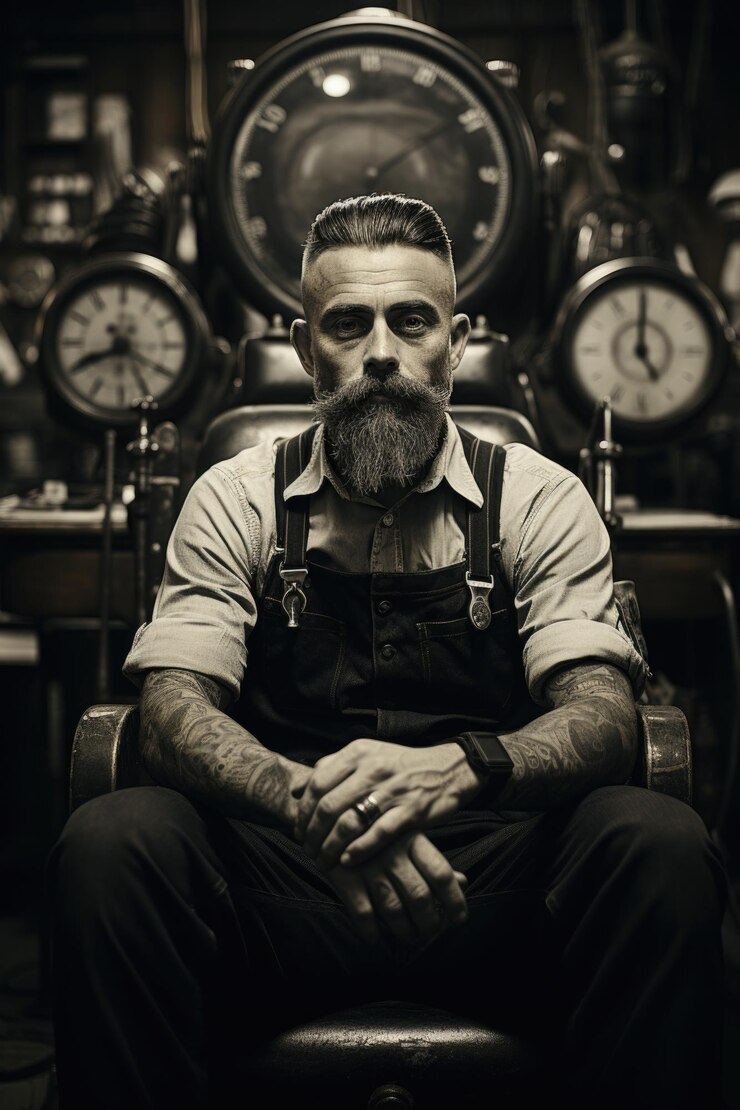Foto vintage barber shop retrato de barbada barbada barbedhop barbed visiti cliente generativo ia