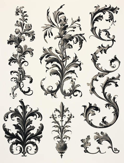 Vintage barocke Ornamentelemente für die Gestaltung barocke Ornamentwirbel