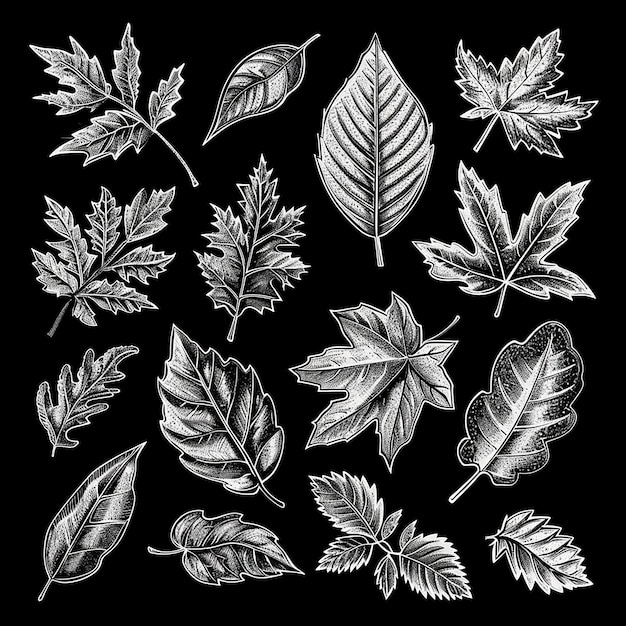 Vintage Blätter eingraviert Set handgezeichnet Illustration