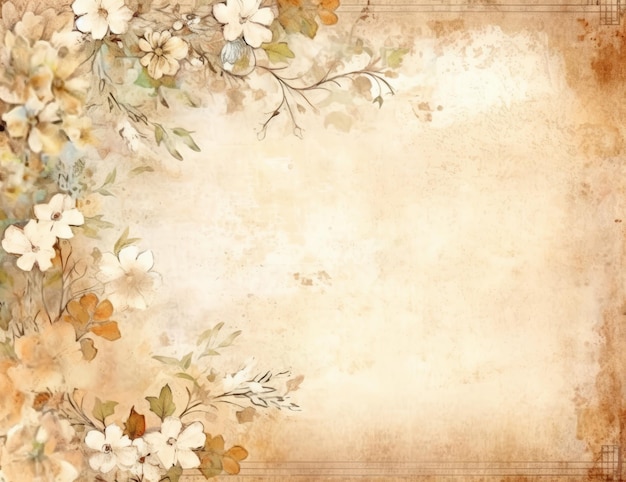 Vintage-Blumenhintergrund mit Grunge-Papierstruktur. Vektorillustration