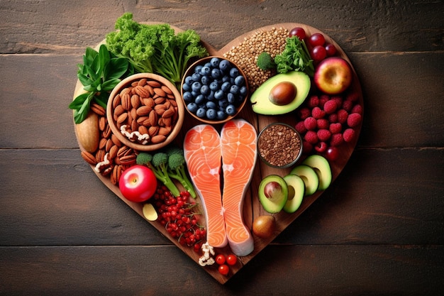 Foto vintage-board-ernährung, herzgesundes essen für cholesterin-diätkonzept