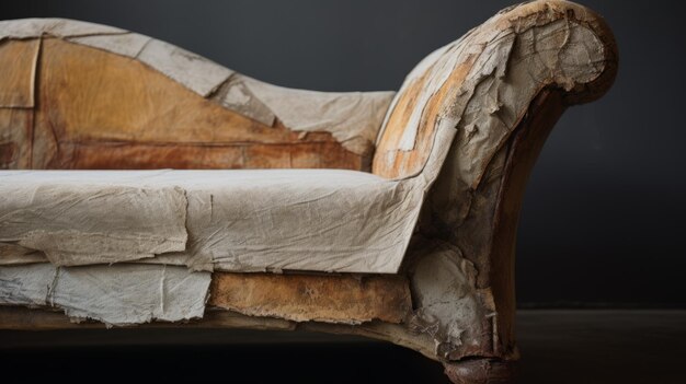 Vintage Chaise Lounge encanto rústico con grano natural y pintura de pelado