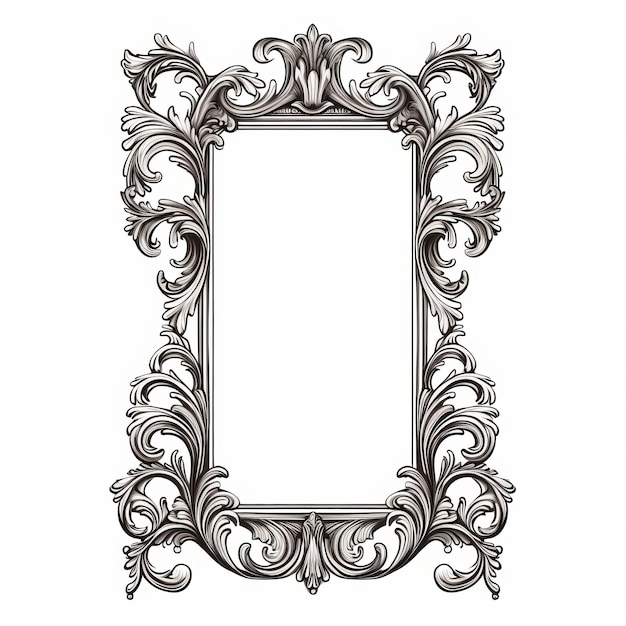 Vintage Charm Victorian Old Grey Frame Line Art auf einem weißen Hintergrund
