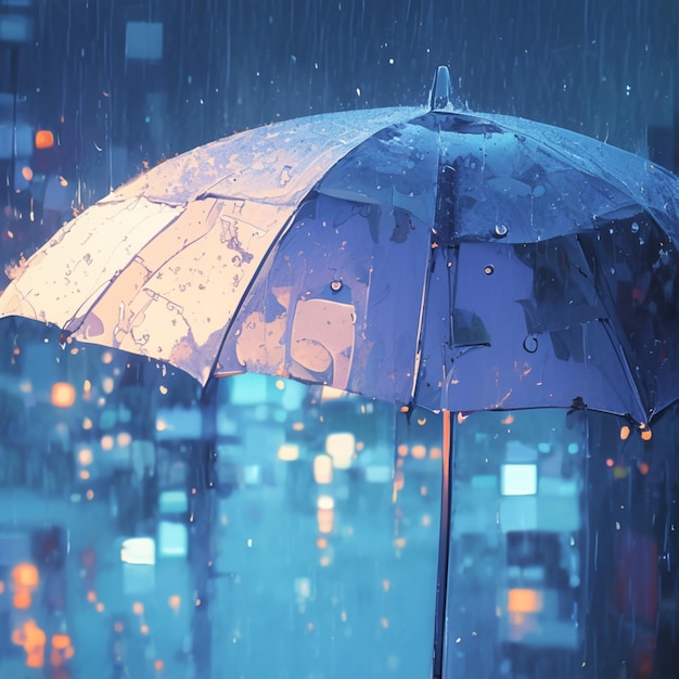 Vintage Charme Rückblick Regenschirm im Regen mit einem nostalgischen Ton Für soziale Medien Postgröße