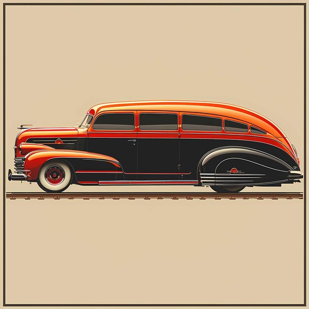 Vintage Elegance clássico vermelho e preto Automóvel aerodinâmico