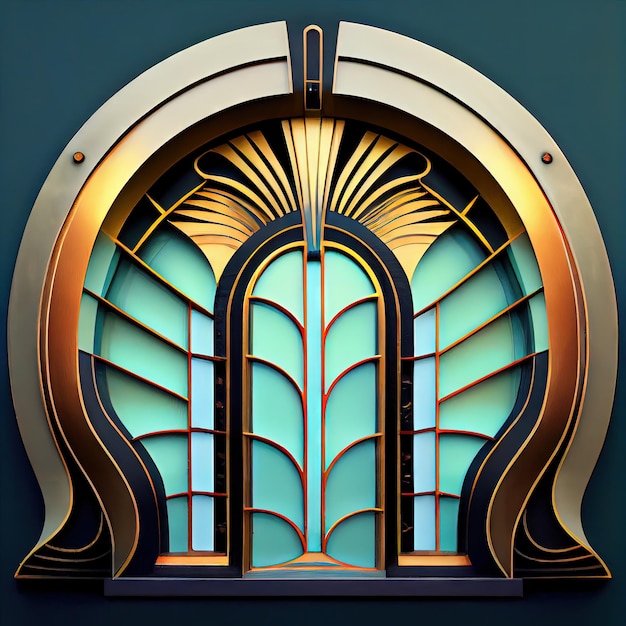 Vintage Fenster Art Deco Interior Luxusfenster Jugendstilarchitektur Abstrakte generative KI-Illustration