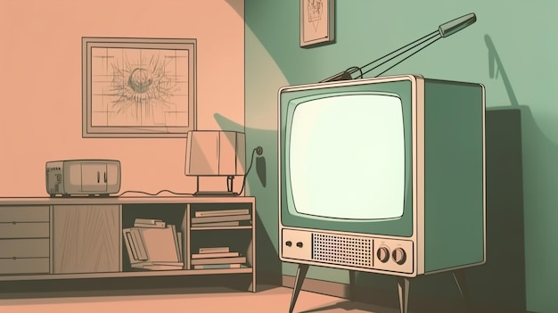 Vintage-Fernsehcartoon-Vektorillustration für den Weltfernsehtag