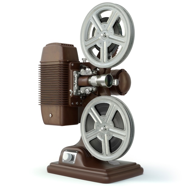 Vintage Filmfilmprojektor isoliert auf weiss. 3d