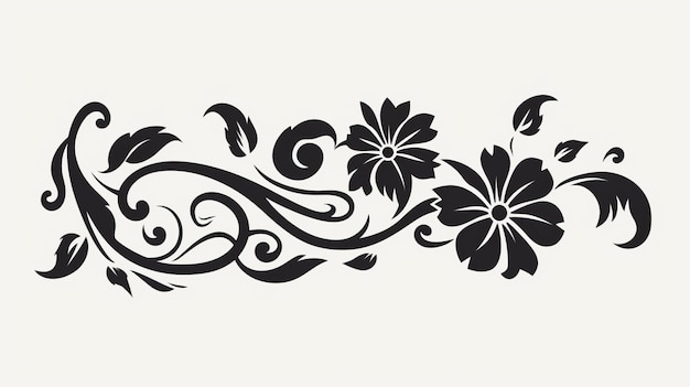 Vintage-Floral-Silhouette-Vektor-Ornament-Design für klassische Tattoo-Motive