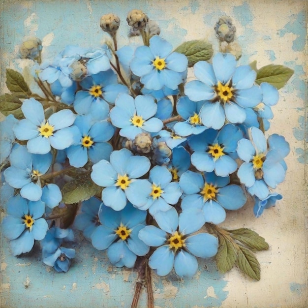 Vintage ForgetMeNot Charm Retro Grunge Texturen