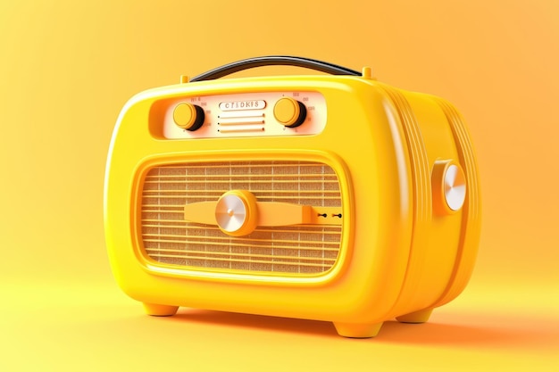 Vintage-Fünfziger-Stil gelbes Radio auf gelben Hintergrund